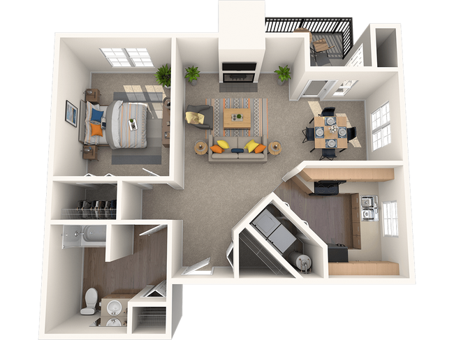 One Bedroom One Bath (Plan A) 01-204 floor plan